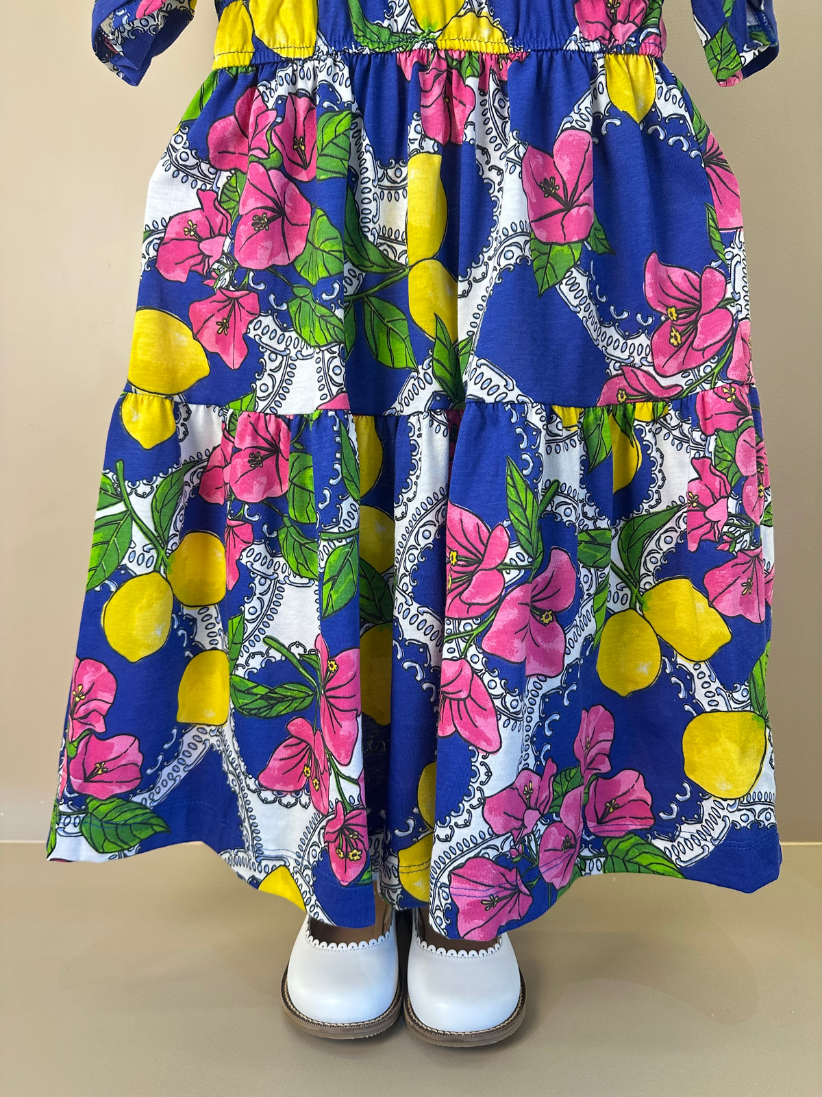 Vestido Infantil Estampa Primavera Floral e Limões - Animê