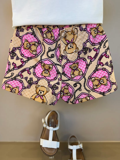 Conjunto Infantil Blusa de Ursinha com Strass e Shorts Ursinhas - Momi
