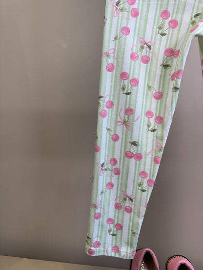 Conjunto Infantil Blusa Ursinha Em Tule e Calça Legging Cerejas - Petit Cherie