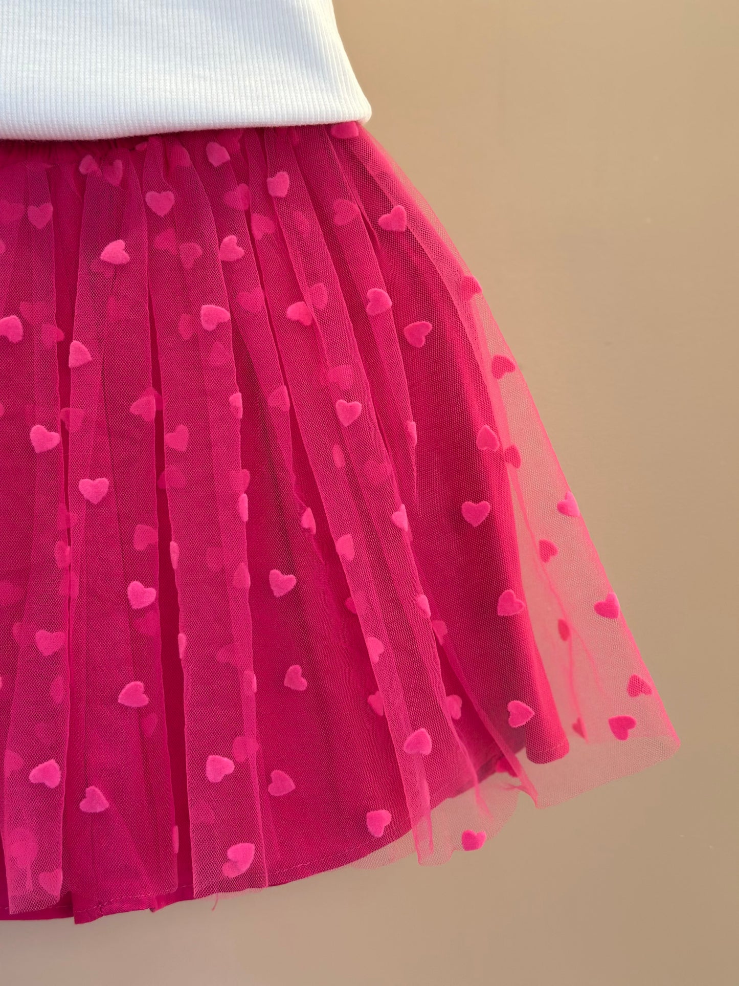 Conjunto Infantil Blusa Estampa Coração e Saia de Tule Corações - Mon Sucre
