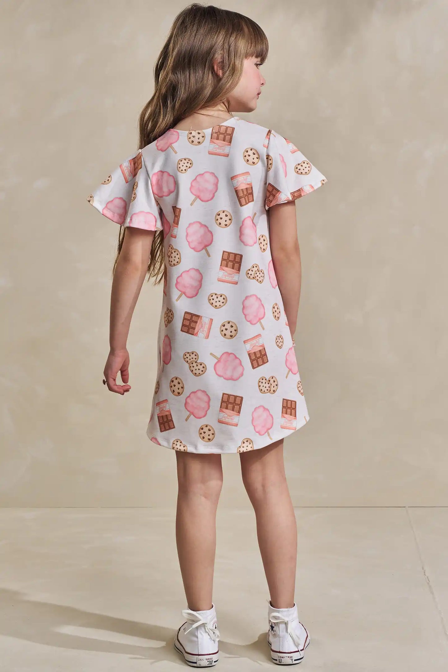 Vestido Infantil Molecotton Meus Doces Favoritos Bege Claro - Infanti