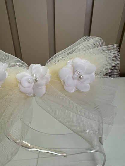 Tiara Infantil com Laço Bege - Petit Cherie