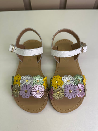 Sandália Infantil Mariah Branca Flores Coloridas - Gracia