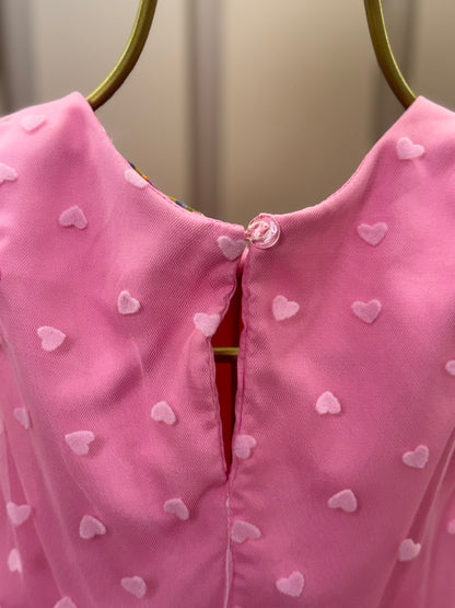 Vestido Infantil Trapézio Tule Corações Rosa Balé - Mon Sucré