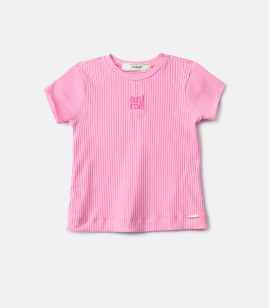 Blusa Infantil Bordada Verão Rosa  - Animê