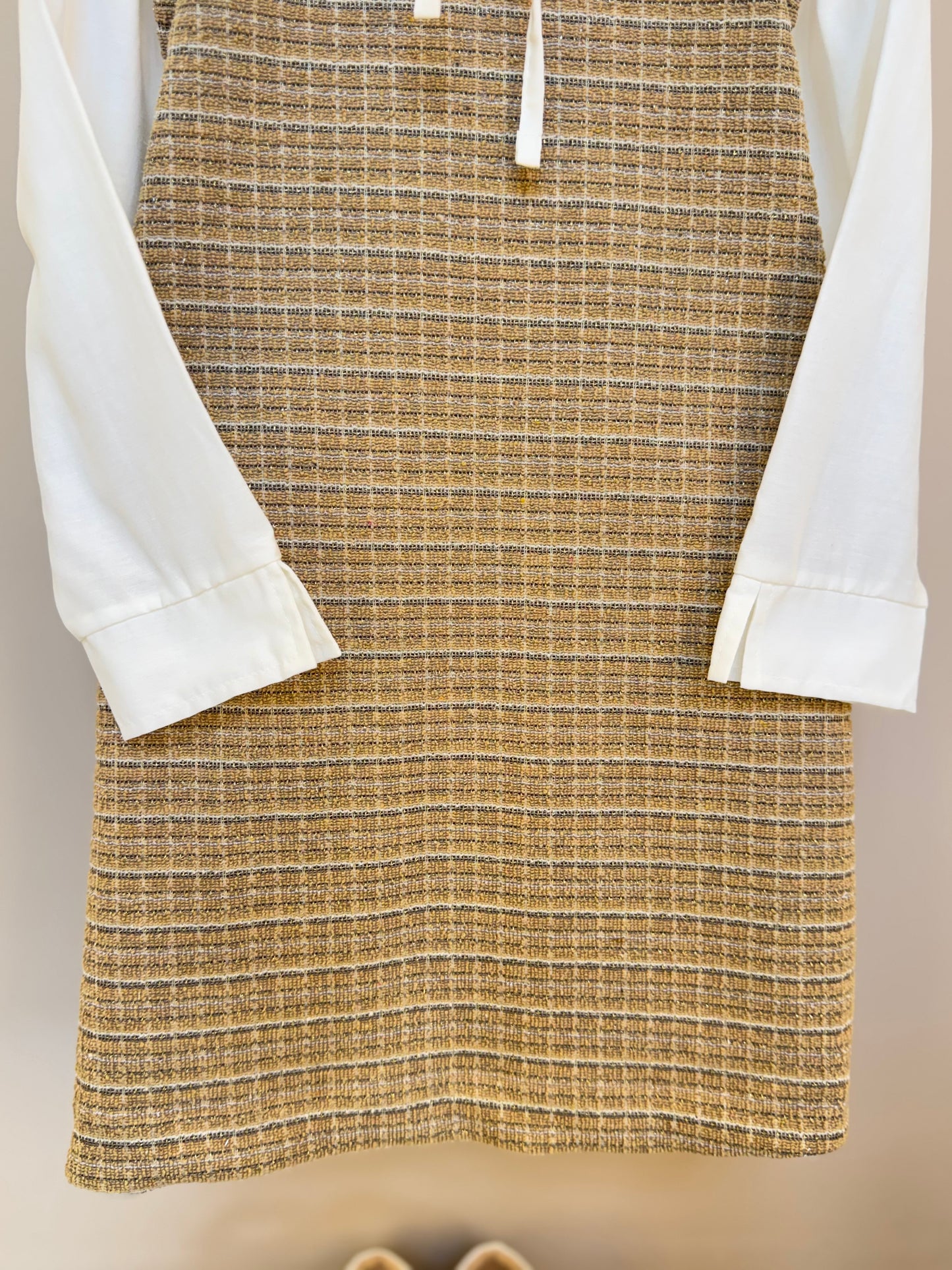 Vestido Infantil ML Tweed Xadrez Bege - Animê