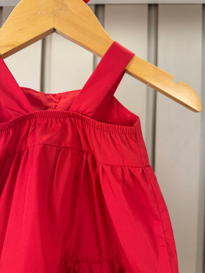 Vestido Infantil Laço Maxxi Babados Em Camadas Vermelho - Mon Sucre