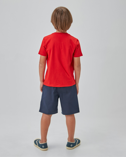 Conjunto Infantil Camiseta Algodão Navy e Bermuda Sarja Marinho - Beabá