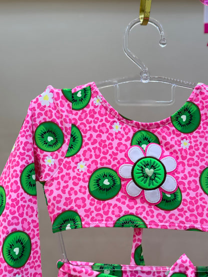 Biquíni Infantil Cropped ML Thais Aplic Est Kiwi - Siri Kids