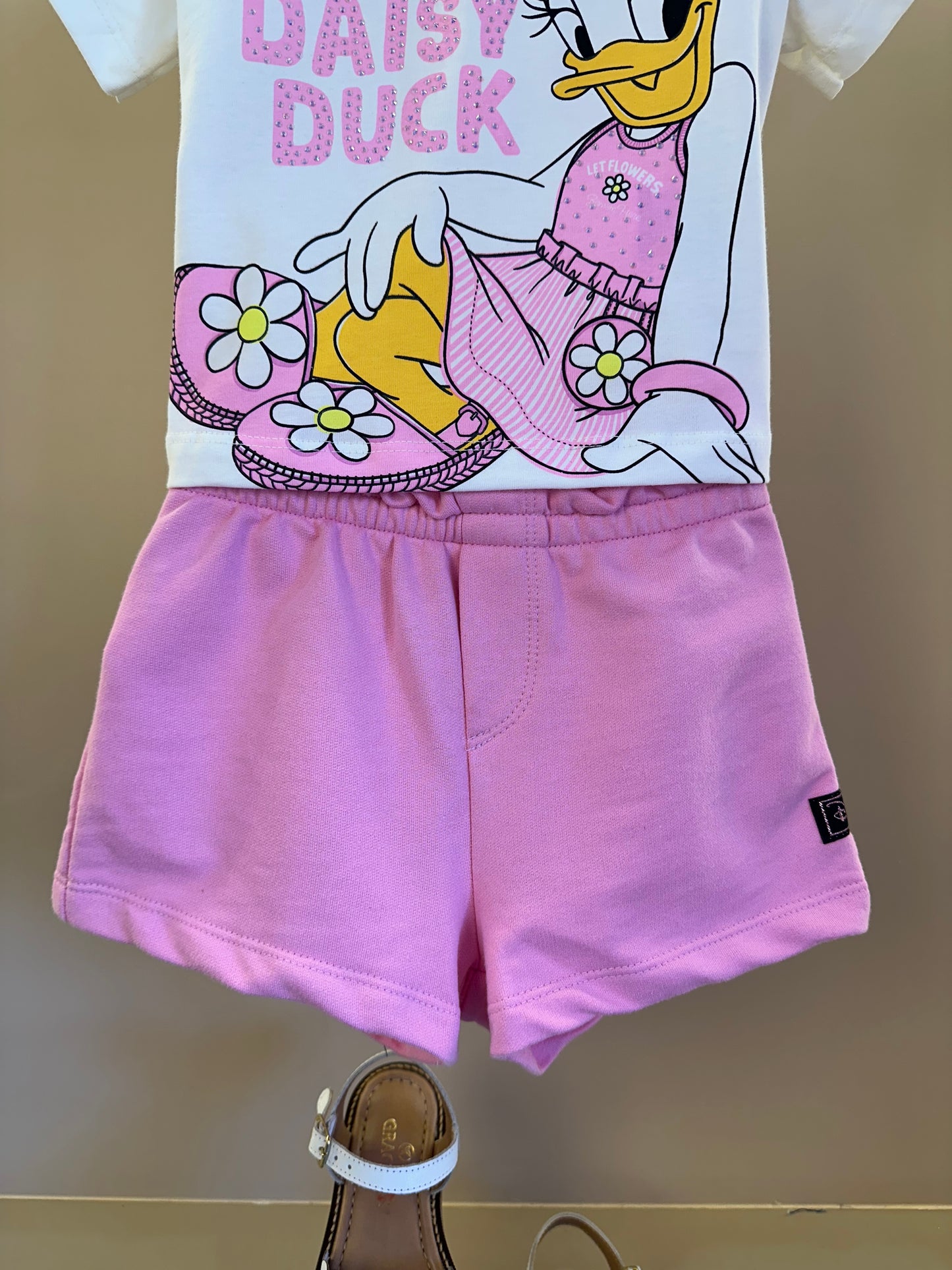 Conjunto Infantil Blusa Daisy Duck e Short Cós de Elástico - Momi