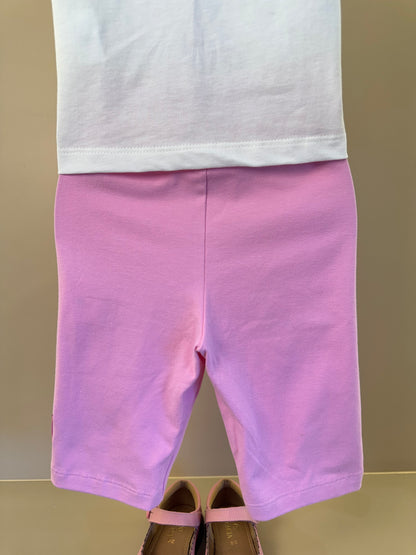 Conjunto Infantil Blusa Hello Kitty Com Strass e Shorts Legging Rosa - Momi