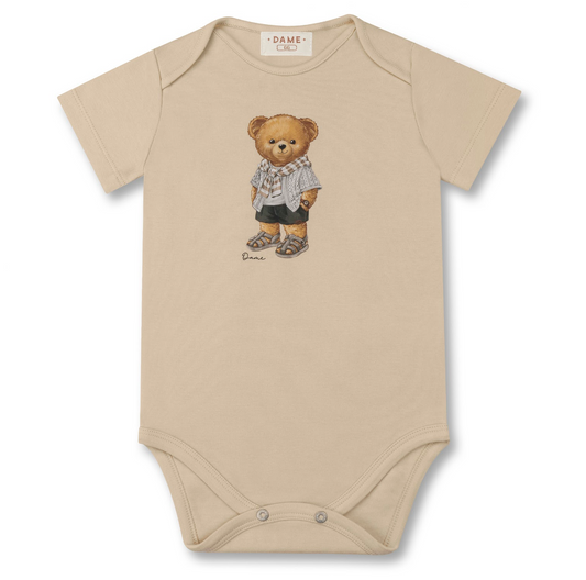 Body Bebê Algodão Egipcio Teddy Marrom - Dame