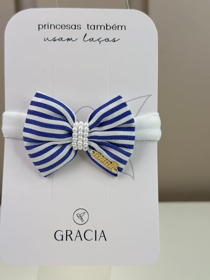 Faixinha Bebê Listras Navy Pérolas - Roana