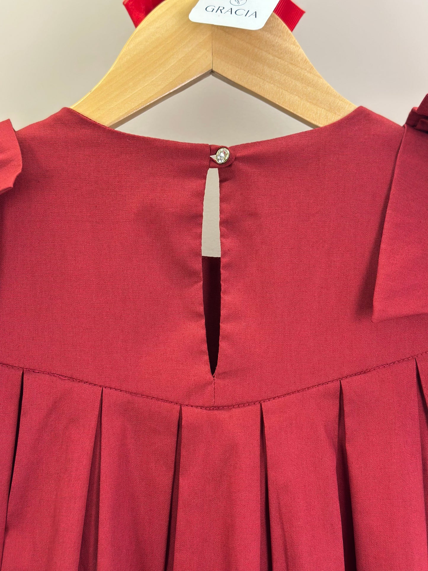 Vestido Infantil Jumper Algodão Pregas Vermelho - Um Mais Um