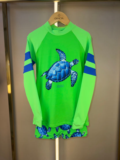 Conjunto Infantil Blusa de Proteção e Sunga Arthur Turtle - Siri Kids