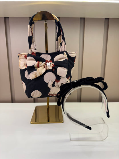 Bolsa Infantil Puffer Cachorrinhos & Lacinhos Preto - Pituchinhus