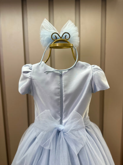Vestido Infantil Festa Pelerine Bordada Azul - Petit Cherie