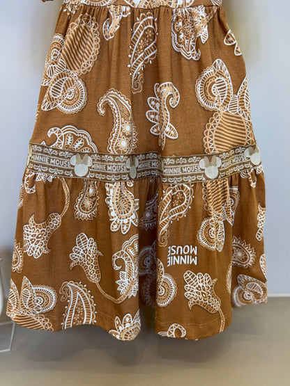 Vestido Infantil Midi Minnie Paisley Manga Princesa - Animê