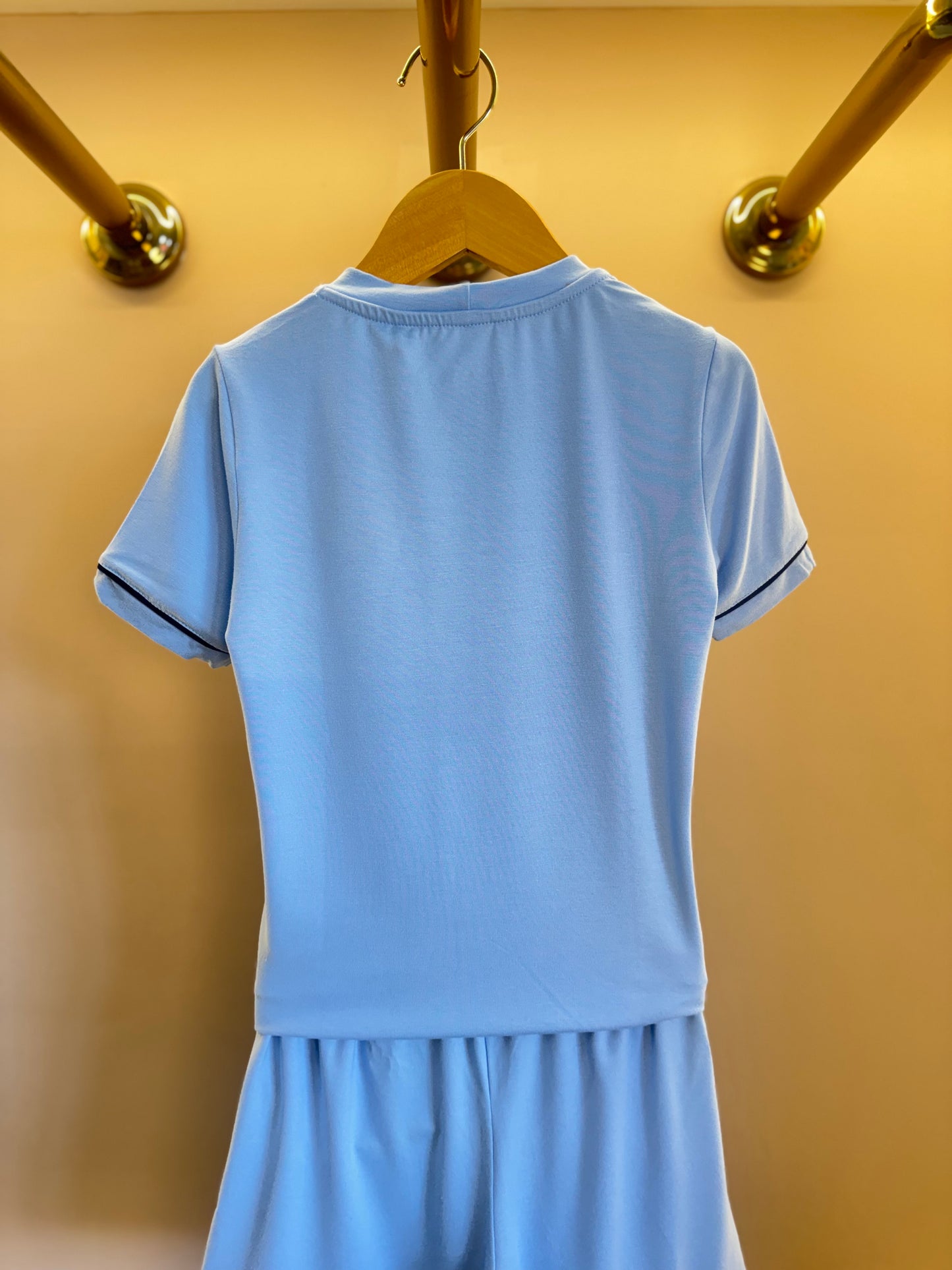 Pijama Infantil Le Basique Blusa MC e Shorts Azul Celeste - Conforteca