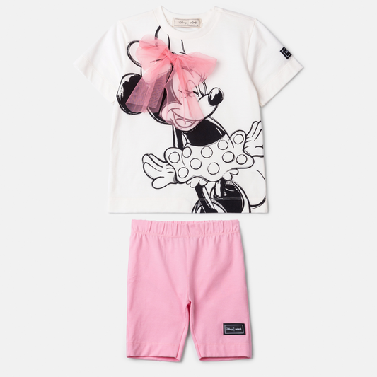 Conjunto Infantil Blusa e Legging Minnie Laço Tule - Animê