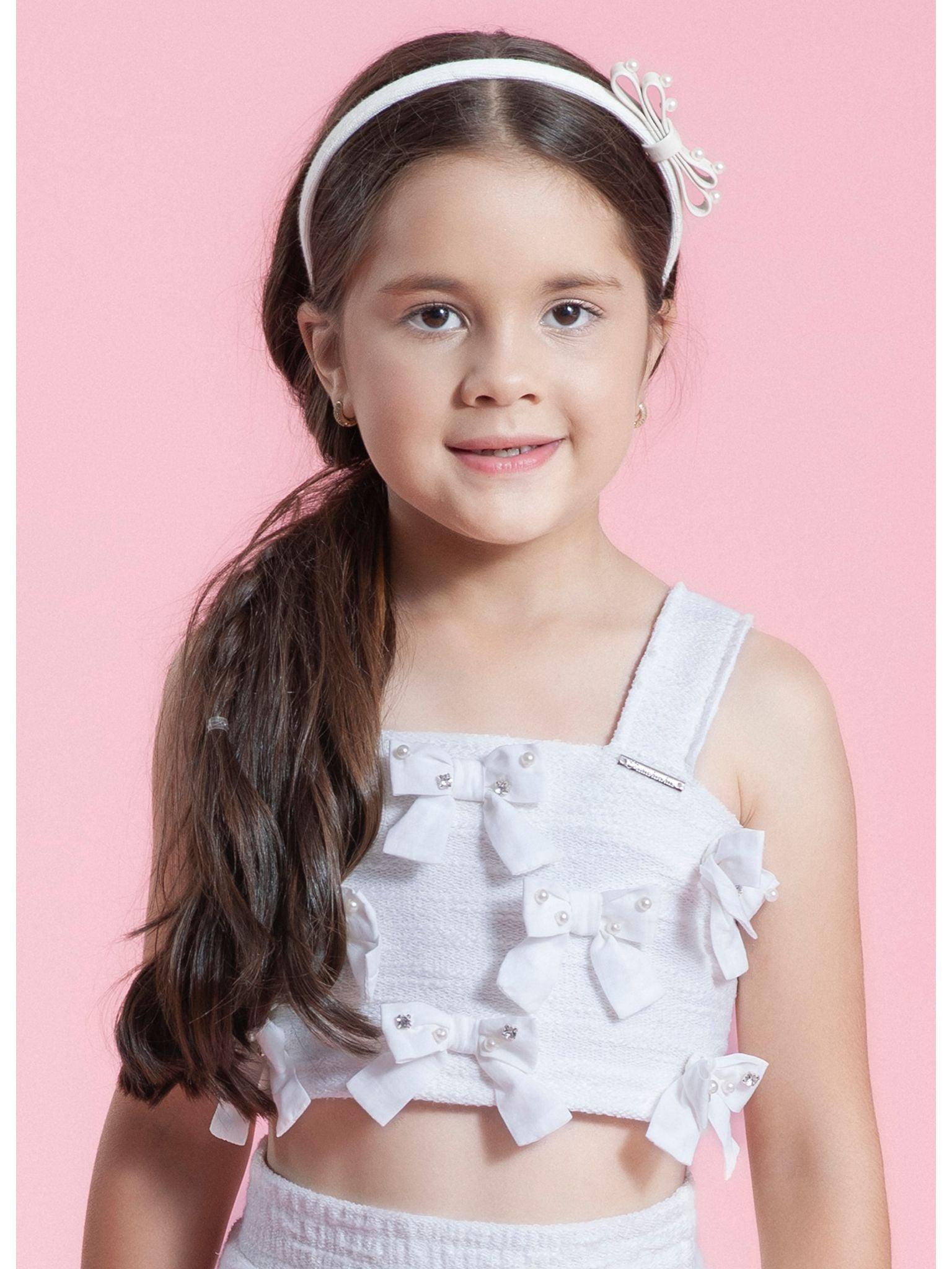 Blusa Cropped Bouclé Multi-Laços Bordados - Gracia