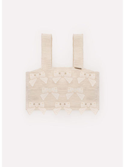 Blusa Cropped Bouclé Multi-Laços Bordados - Gracia