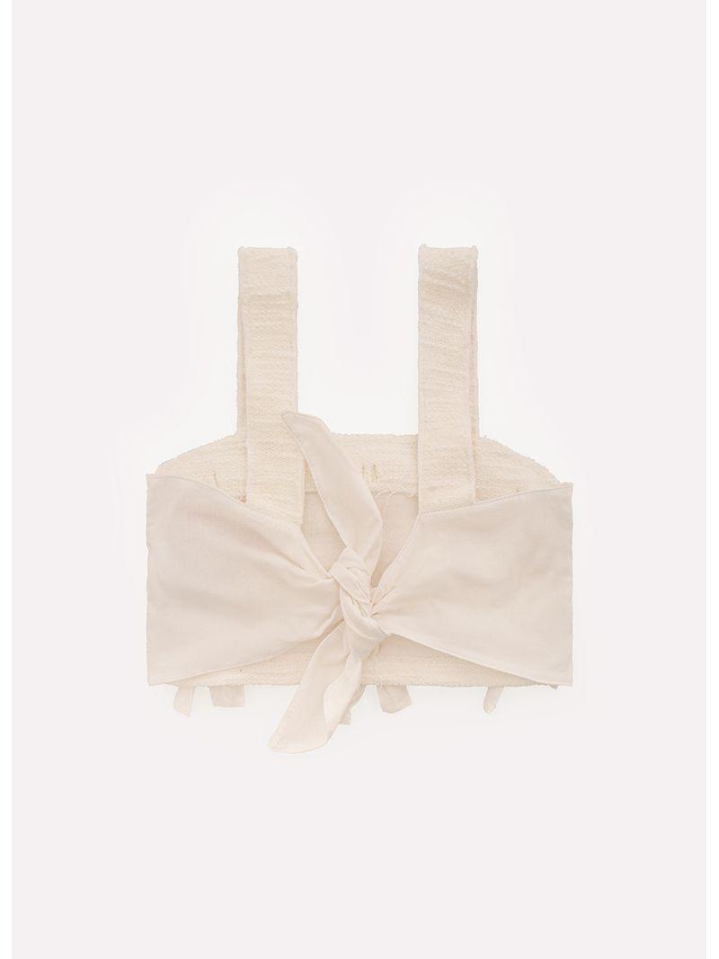 Blusa Cropped Bouclé Multi-Laços Bordados - Gracia