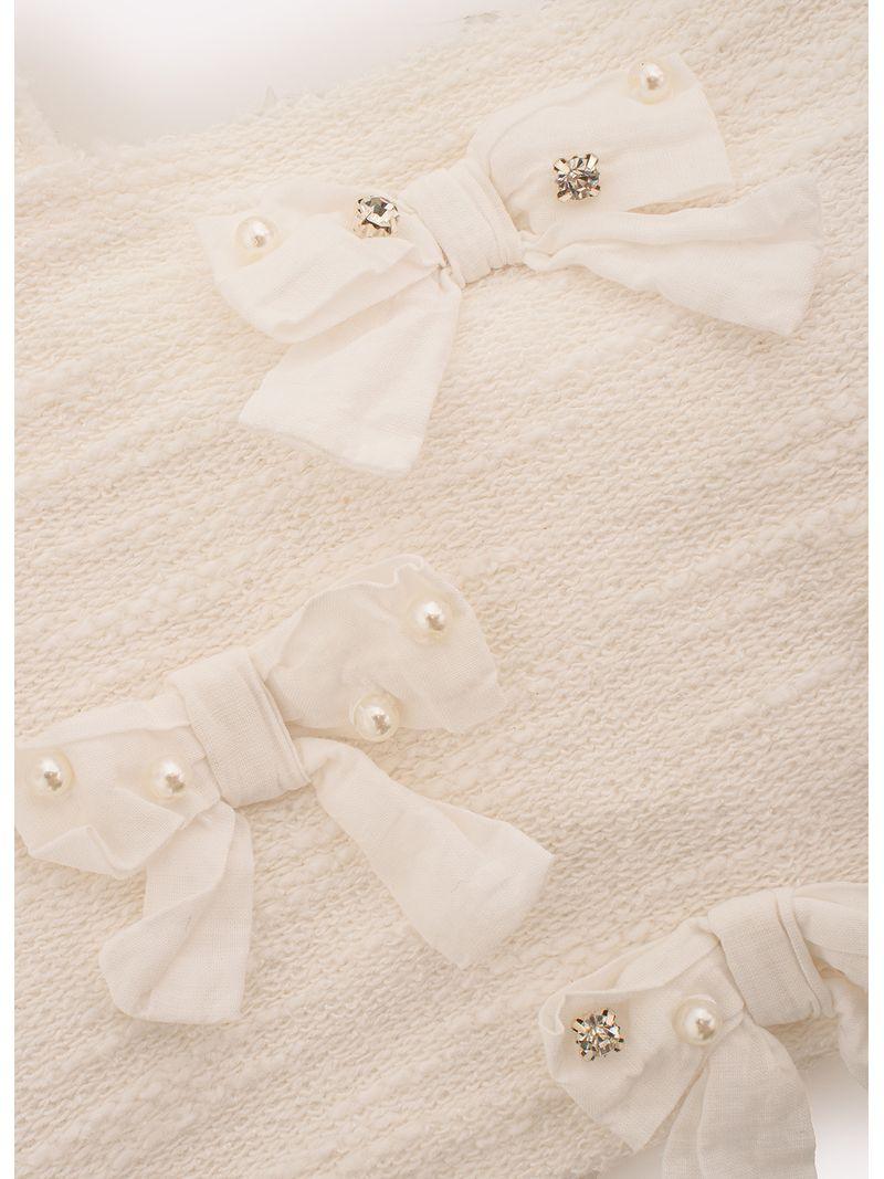 Blusa Cropped Bouclé Multi-Laços Bordados - Gracia