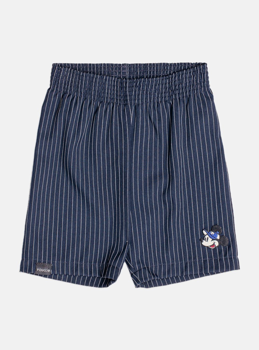Conjunto Infantil Camiseta Bege Mickey e Bermuda Marinho Listrada - Youccie