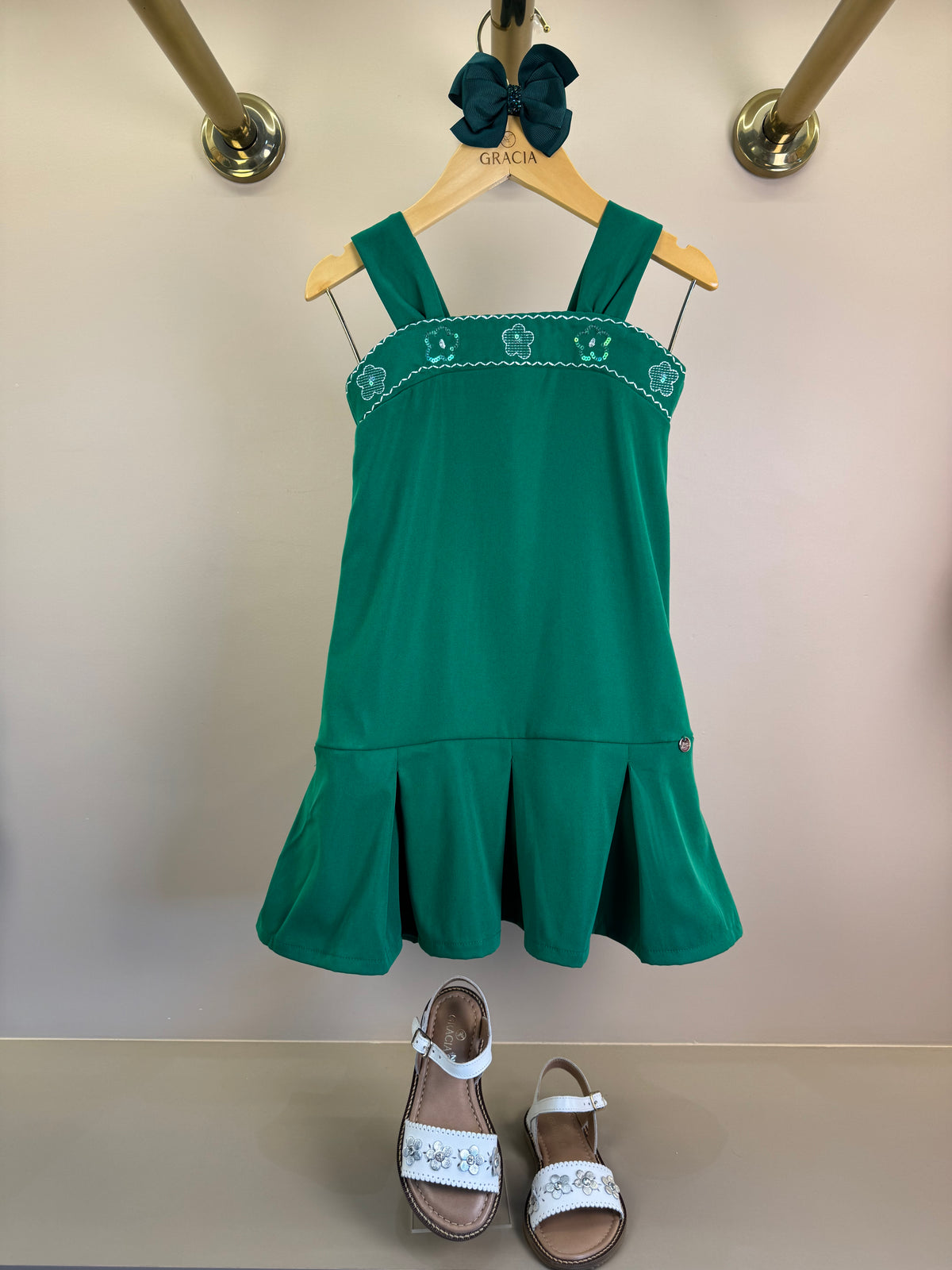 Vestido Infantil Trapézio Em Sarja Bordada - Mon Sucre