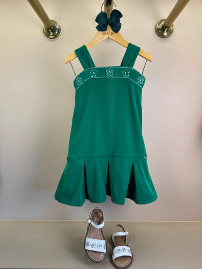 Vestido Infantil Trapézio Em Sarja Bordada - Mon Sucre