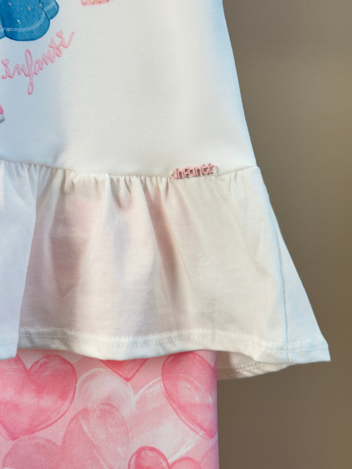 Conjunto Infantil Blusa Ursinha Com Laço e Calça Legging Corações - Infanti