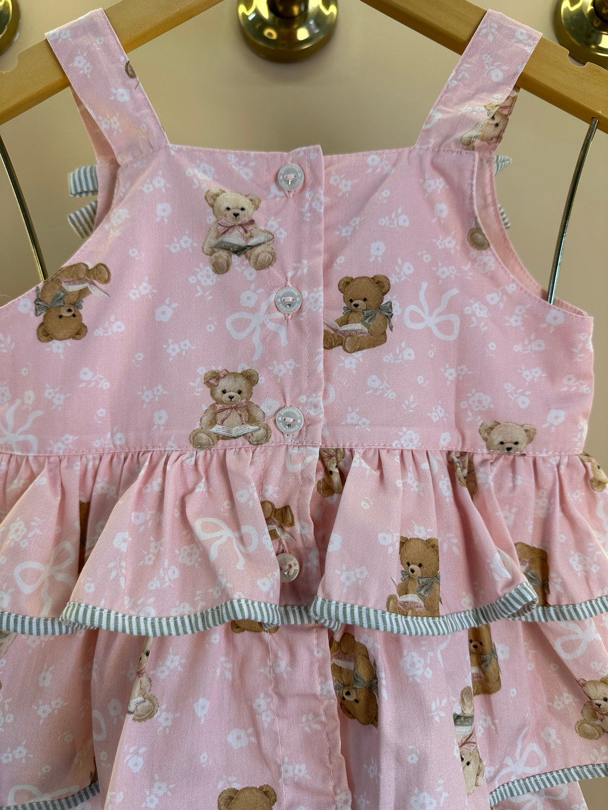 Conjunto Infantil Blusa Algodão Estampa Ursinhos Com Babados Lacinhos e Calça Pantacourt  - Pituchinhus