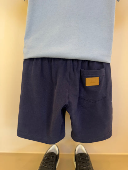 Conjunto Infantil Camiseta Teddy Sumer Delavê e Bermuda Moletom Elastano Elástico Listrado - Dame