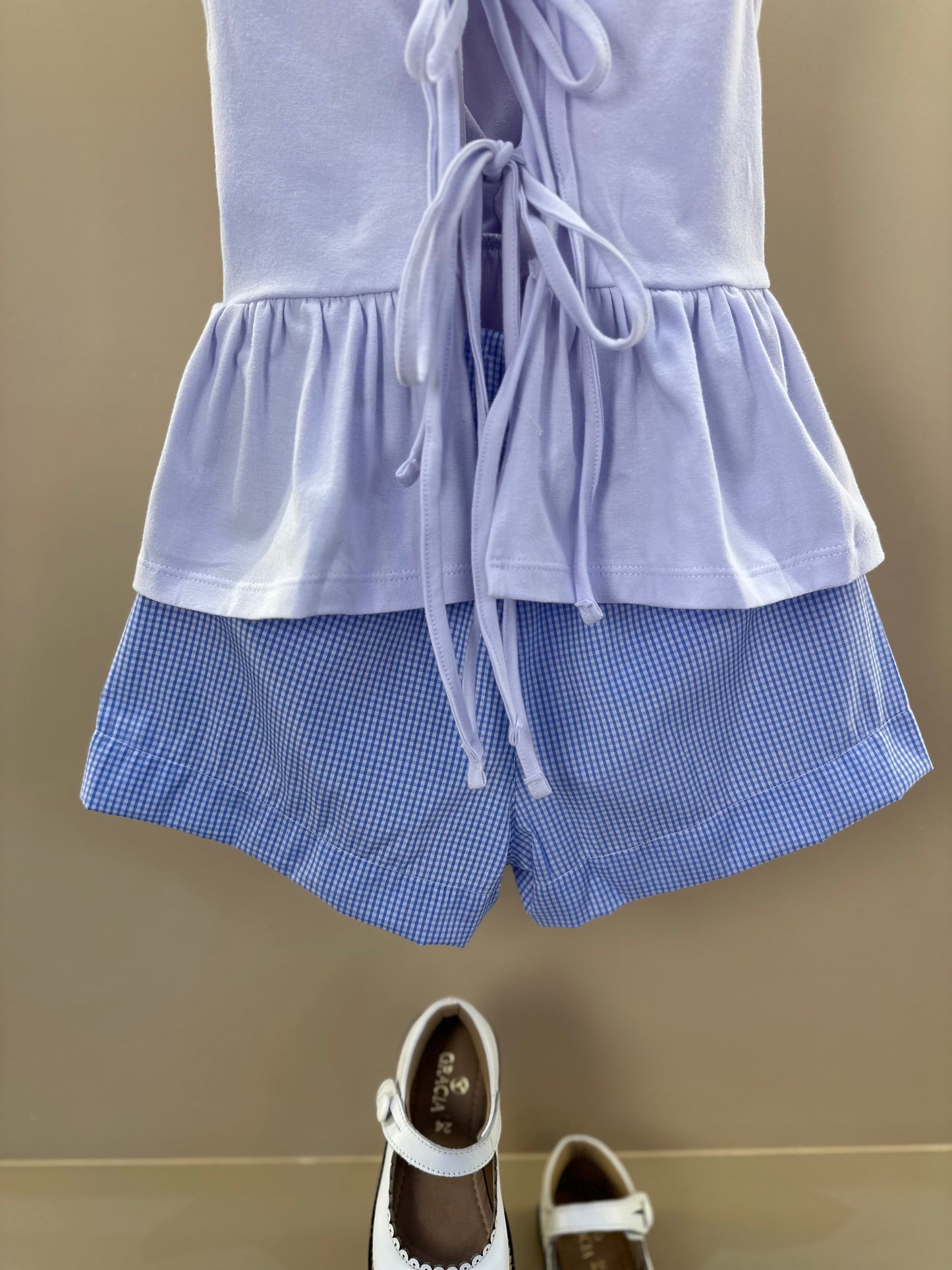 Conjunto Infantil Blusa Detalhe Laço e Shorts Aplicação de Crochê - Luluzinha