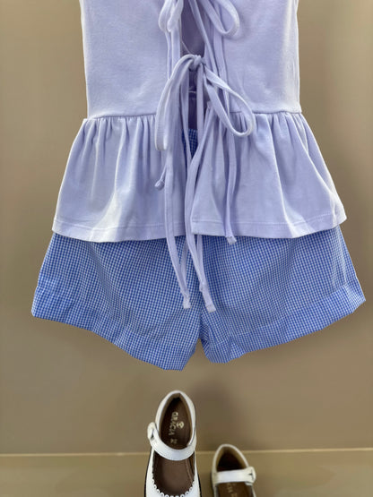 Conjunto Infantil Blusa Detalhe Laço e Shorts Aplicação de Crochê - Luluzinha