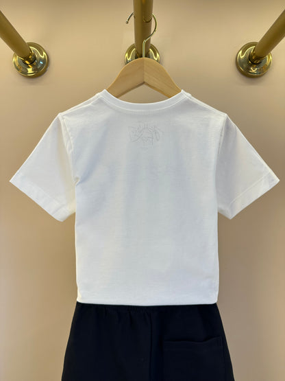 Conjunto Infantil Camiseta Listrada Preta e Bermuda Total Black - Little Johnny
