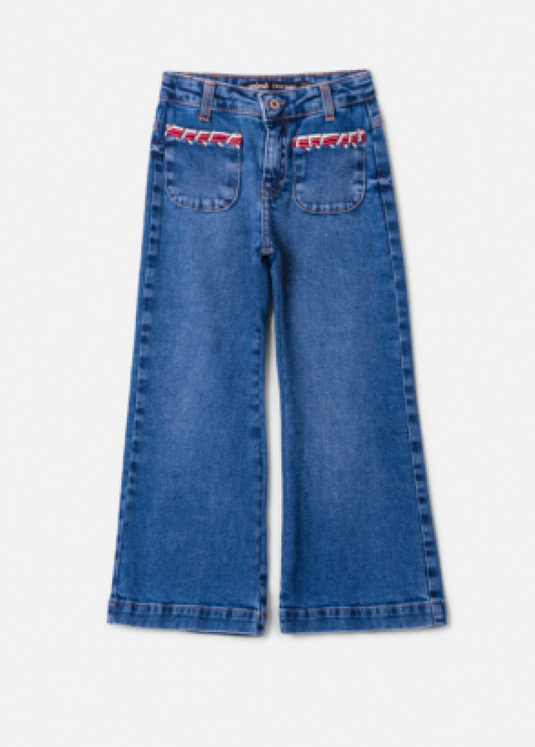 Calça Jeans Infantil Conceito Bolsos Bordados - Animê