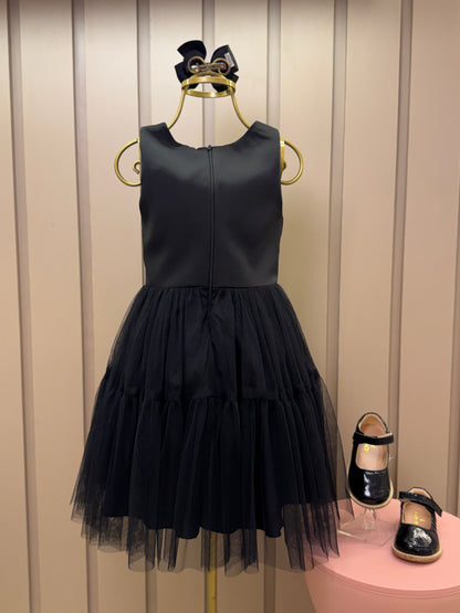 Vestido Infantil Alfaiataria Tule Strass Preto - Petit Cherie