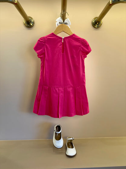 Vestido Infantil no Algodão Com Pregas e Laços Rosa - Beabá