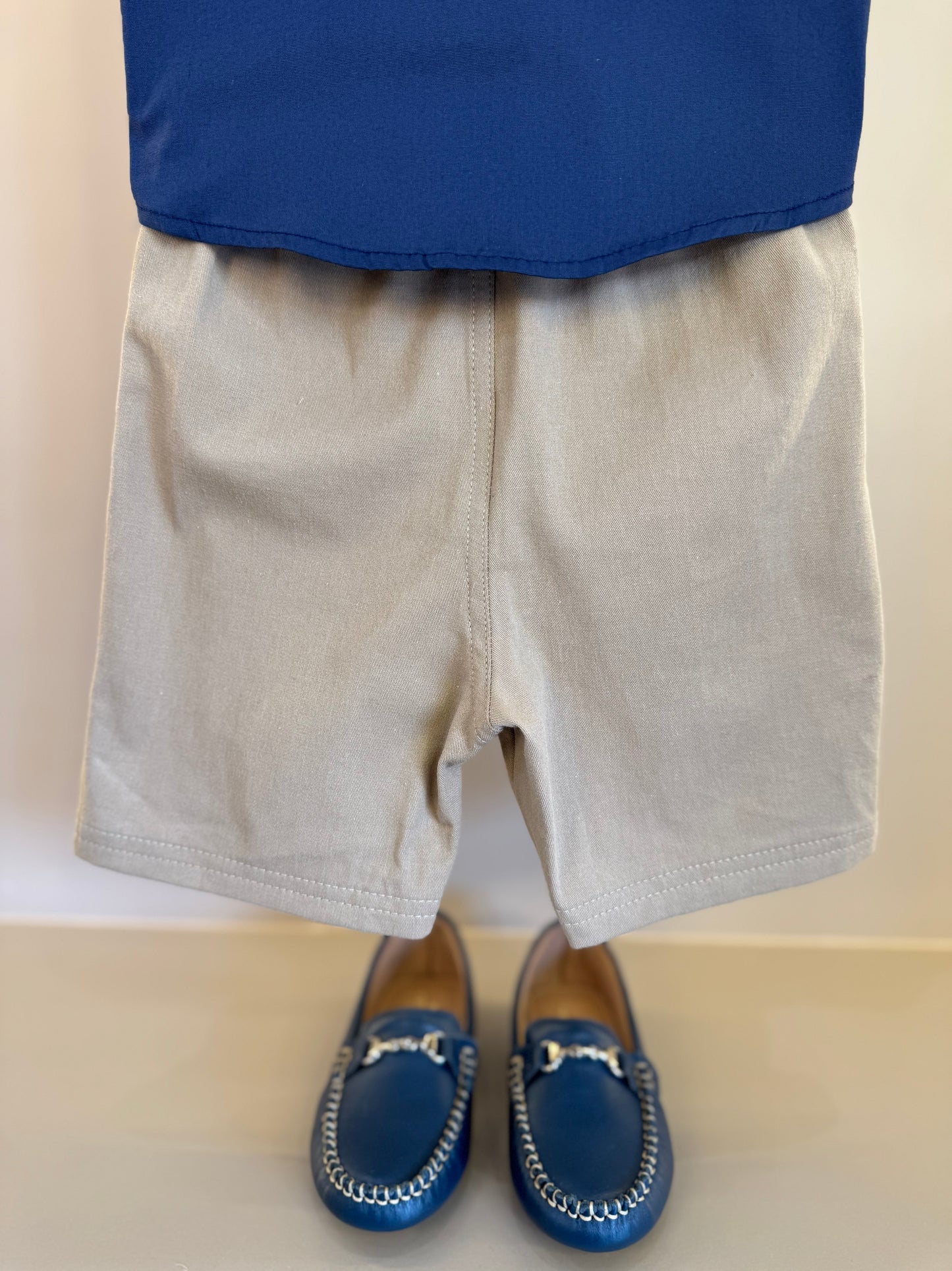 Conjunto Infantil Camisa Tricoline Mônaco e Bermuda Sarja Marinho - Little Johnny