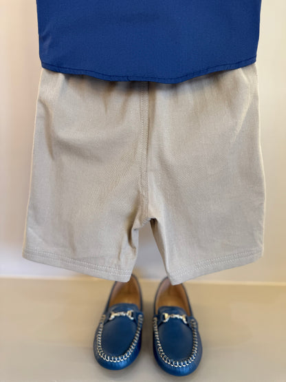 Conjunto Infantil Camisa Tricoline Mônaco e Bermuda Sarja Marinho - Little Johnny