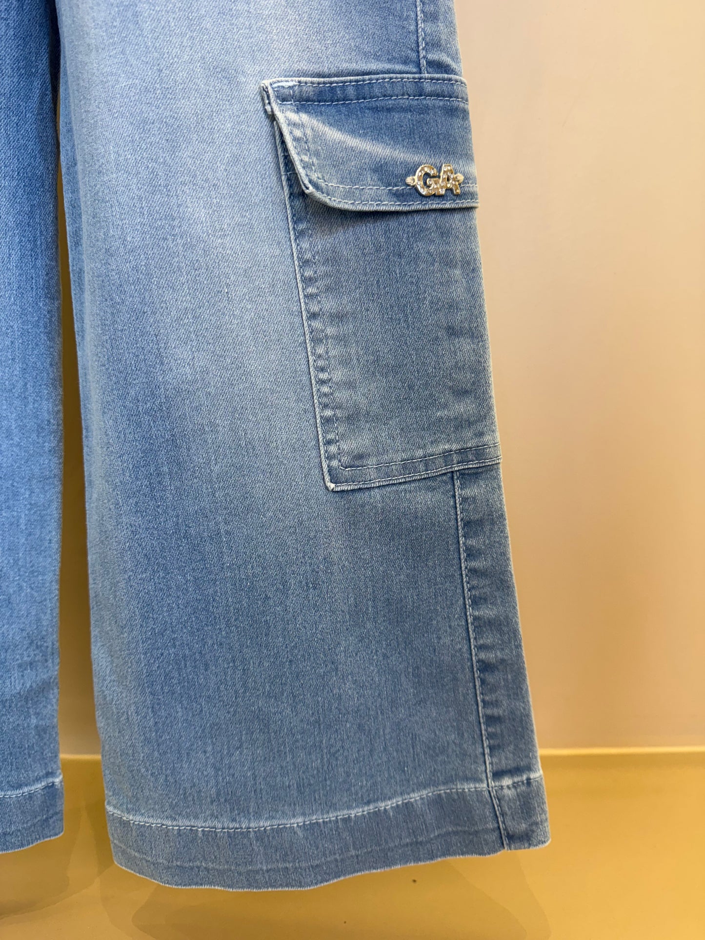 Calça Jeans Infantil  Wide Cargo Com Cinto - Gabriela Aquarela
