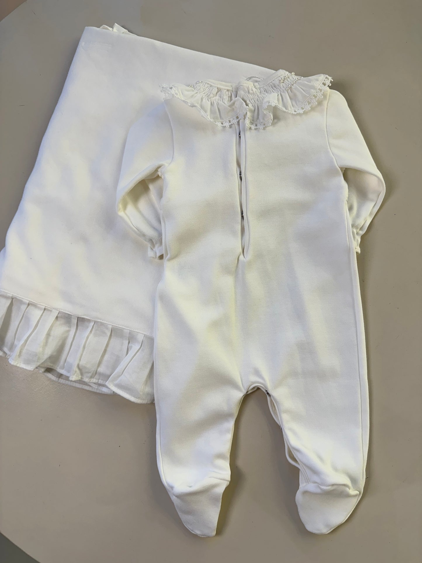 Saída de Maternidade Algodão Bebê Gola Renda Luxo - Roana