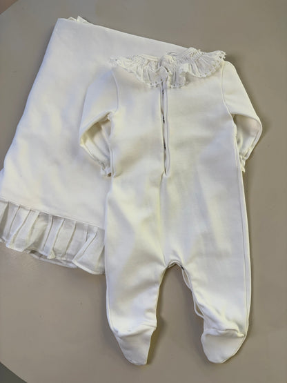 Saída de Maternidade Algodão Bebê Gola Renda Luxo - Roana