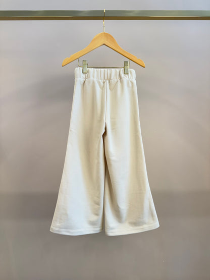 Calça Infantil Wide Leg Lateral Glitter Bege - Luluzinha