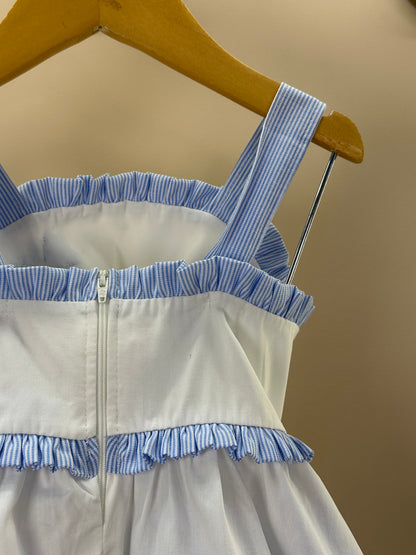 Conjunto Infantil Blusa Flor de Crochê e Shorts Alfaiataria Listrado - Luluzinha