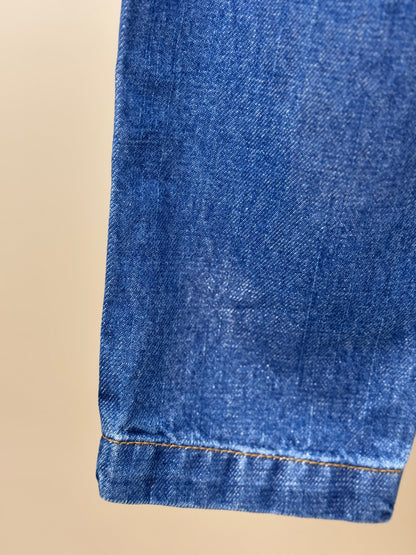 Calça Infantil Bordada Flores Brancas Jeans - Luluzinha