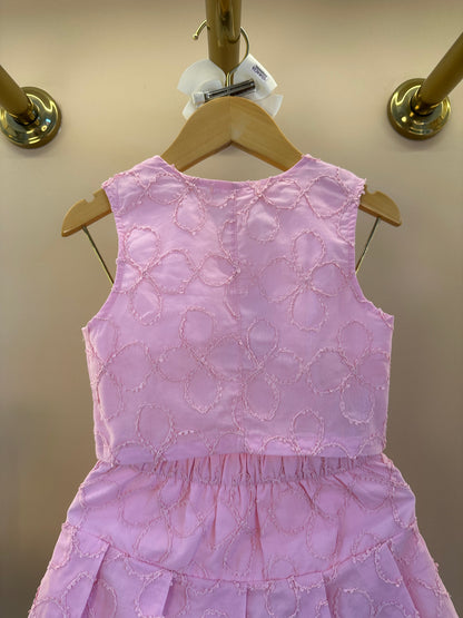 Conjunto Infantil Colete Algodão Bordado Flores 3D e Saia Pregas - Gabriela Aquarela