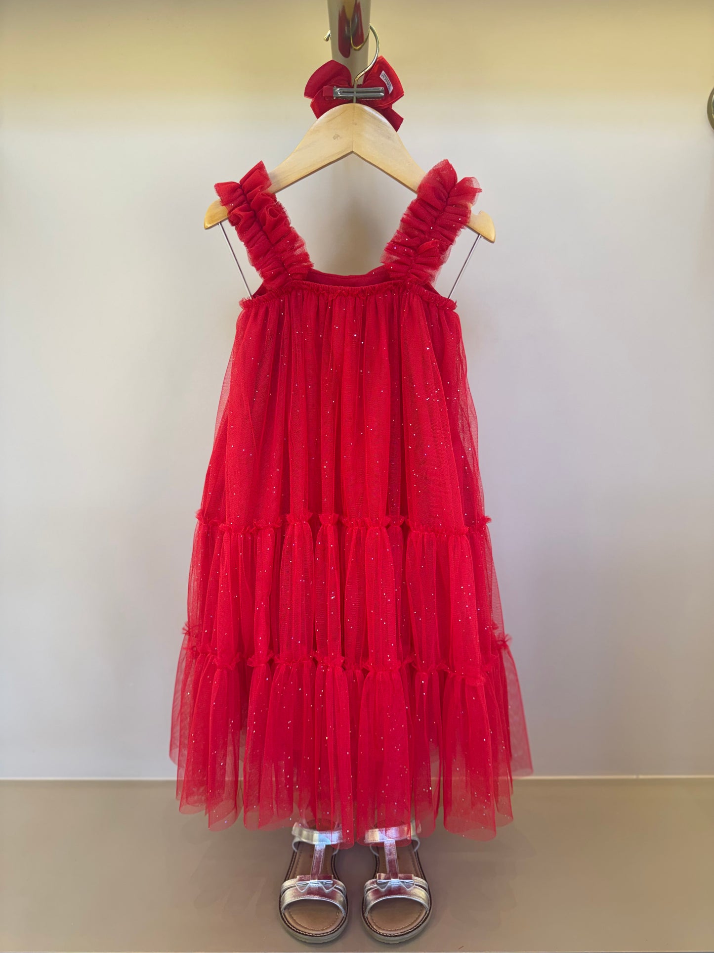 Vestido Infantil Tule Glitter e Laço Festa - Petit Cherie